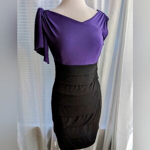 Enfocus Studio One Shoulder Black and Purple Dress